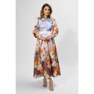Rochie de ocazie premium din satin cu imprimeu Eritreea Multi