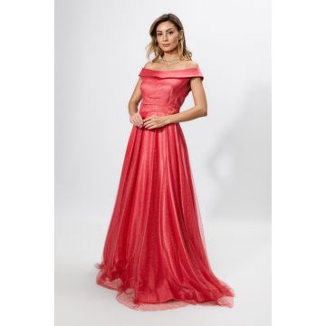 Rochie de ocazie premium din satin si tull cu glitter Melissande Corai