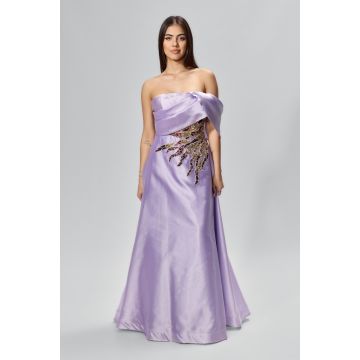 Rochie de ocazie premium din tafta satinata cu paiete Primera Lila