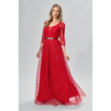 Rochie de ocazie premium din tull brodat cu paiete Principessa Rosie