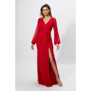 Rochie de ocazie premium din tull cu flori 3D Attitude Rosie