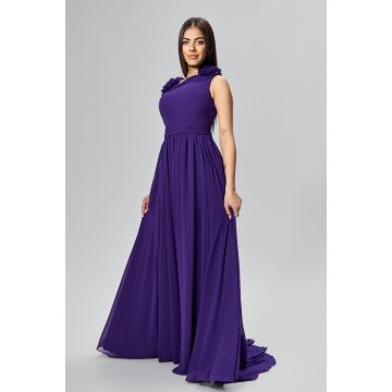 Rochie de ocazie premium din voal cu model one shoulder Azaleea Mov