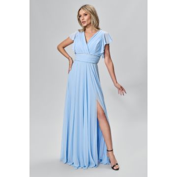 Rochie de ocazie premium din voal cu strass-uri Honesty Bleu