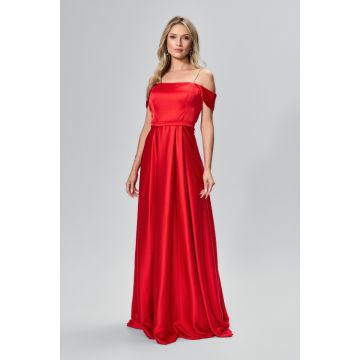 Rochie de ocazie premium lunga din satin Serrina Rosie