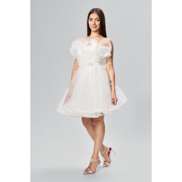 Rochie de ocazie premium tip baby doll din tull Chianti Alba