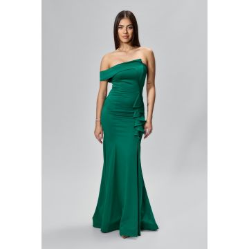 Rochie de ocazie premium tip sirena cu model one shoulder Dellora Verde
