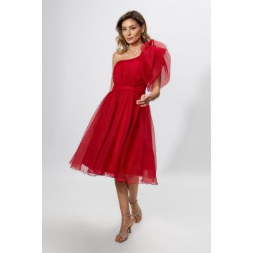 Rochie de ocazie tip baby dol cu model one shoulder Kissa Rosie