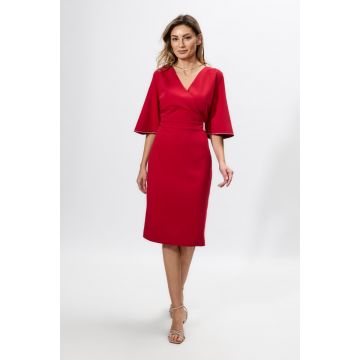 Rochie eleganta din crepe cu strass-uri si decolteu petrecut Marissa Marsala