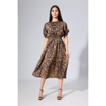 Rochie eleganta din satin cu imprimeu Hava Animal Print