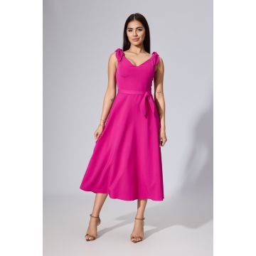 Rochie eleganta in clos cu fundite Alena Fucsia