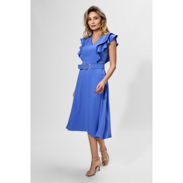 Rochie eleganta in clos cu volane Giuseppa Indigo