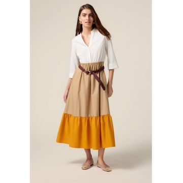 Rochie evazata cu model 2in1 si maneci 3/4