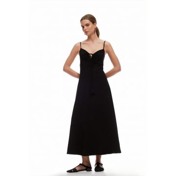 Rochie evazata din amestec de in