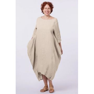 Rochie lalea in colturi, din in bej