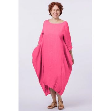 Rochie lalea in colturi, din in fucsia