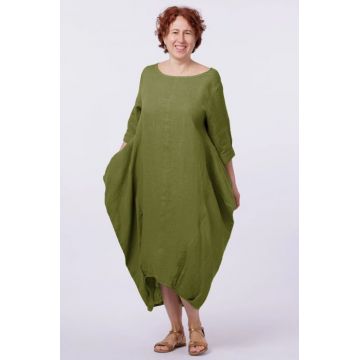 Rochie lalea in colturi, din in kaki