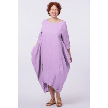 Rochie lalea in colturi, din in lila