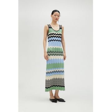Rochie lunga din amestec de modal - fara maneci - cu slit lateral