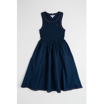 Rochie midi cu croiala in A si logo discret