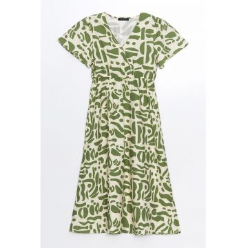 Rochie midi cu model si decolteu in V