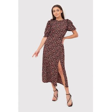 Rochie midi cu volan si imprimeu colorat DA1802 MULTI
