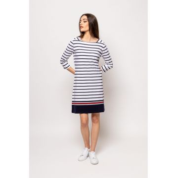 Rochie mini cu croiala in A Vumba - Rosu - Alb optic - Bleumarin -