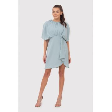 Rochie mini cu maneci drapate DA1654 DUCKEGG - Albastru
