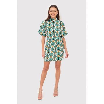 Rochie mini cu maneci scurte si imprimeu colorat DA1758 MULTI