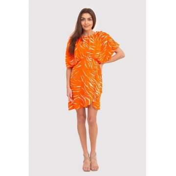 Rochie mini portocalie cu maneci scurte DA1724 BLOOD ORANGE