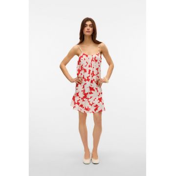Fusta mini cu model floral si terminatie cu volan
