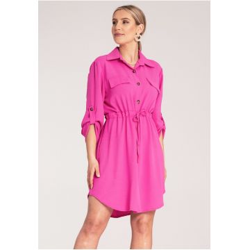 Rochie camasa dama -  fucsia - poliester -