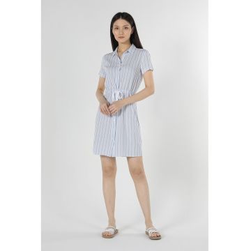 Rochie-camasa din bumbac cu model in dungi