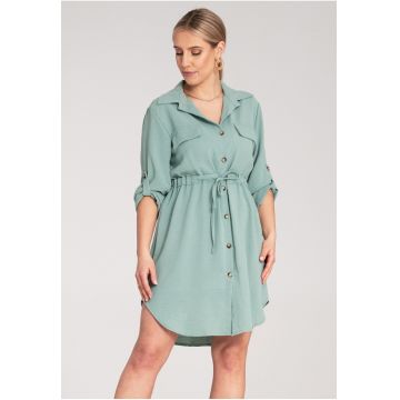 Rochie camasa  menta - croiala lejera - maneci lungi - 95% poliester - 5% elastan -