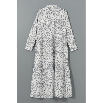 Rochie-camasa midi evazata cu imprimeu