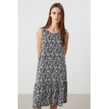 Rochie cu croiala dreapta si imprimeu floral