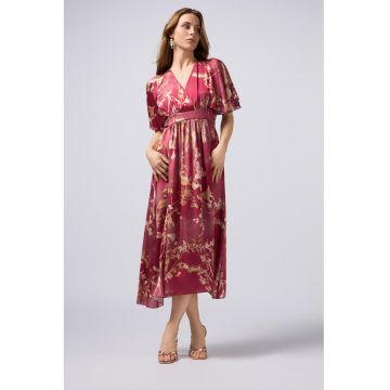 Rochie cu maneci scurte si imprimeu floral