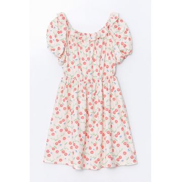 Rochie cu model - croiala in A si maneci bufante