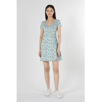 Rochie cu model petrecut si imprimeu floral