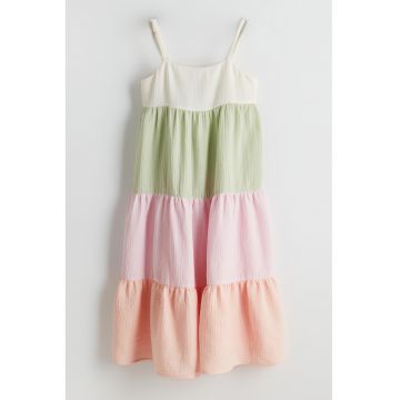 Rochie de bumbac fara maneci cu volane