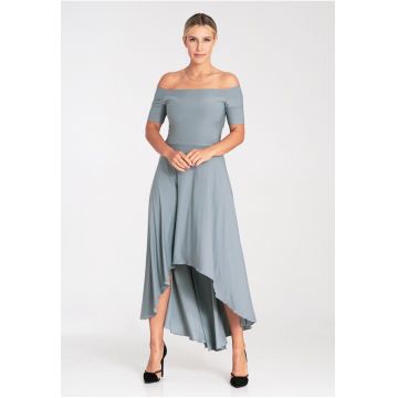 Rochie de seara maxi  gri - poliester