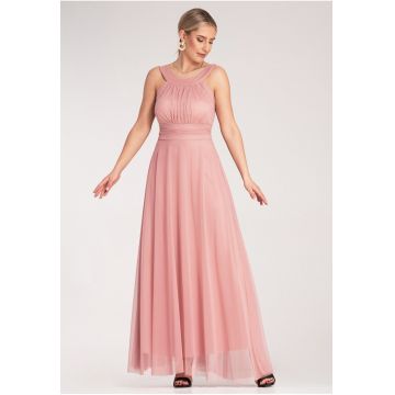 Rochie de seara -  maxi - roz - poliester -
