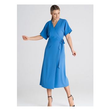 Rochie de zi  casual - albastru - poliester - material confortabil