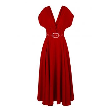 Rochie din amestec de in cu decolteu cache-coeur Ischia