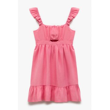 Rochie din amestec de in cu volane