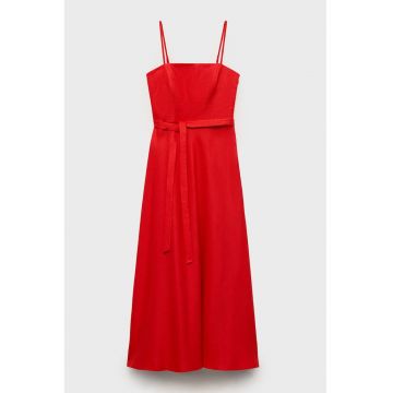 Rochie din in cu bretele inguste