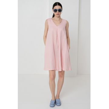 Rochie din in cu buzunare laterale
