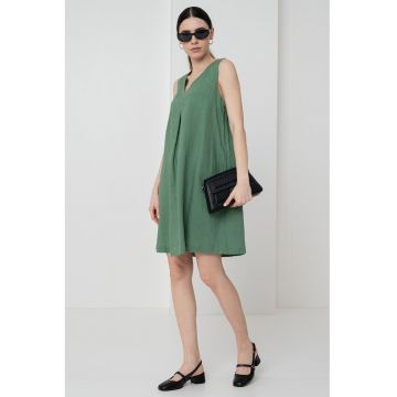 Rochie din in cu buzunare laterale