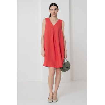 Rochie din in cu buzunare laterale