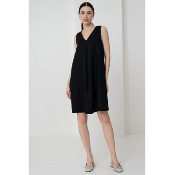 Rochie din in cu buzunare laterale