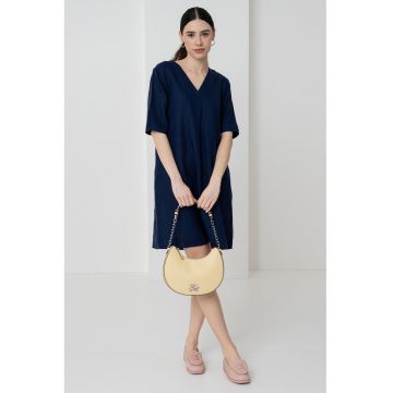 Rochie din in cu decolteu in V